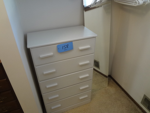 lot 158 image: White Dresser, Closet Mirror
