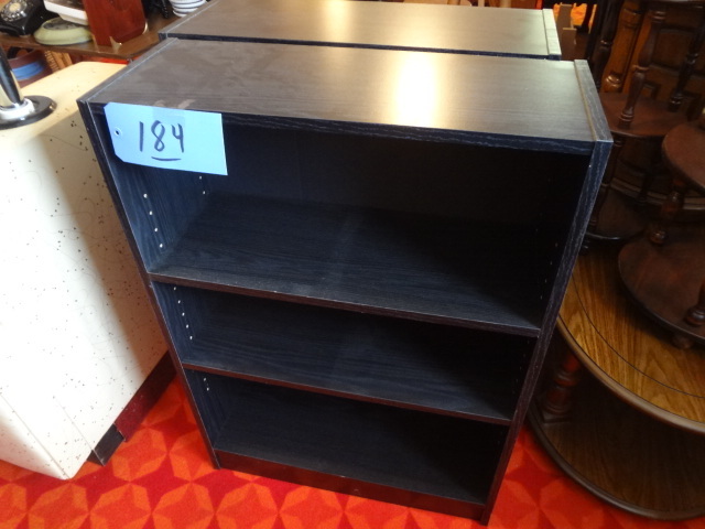 lot 184 image: Pair Small Dark Shelves