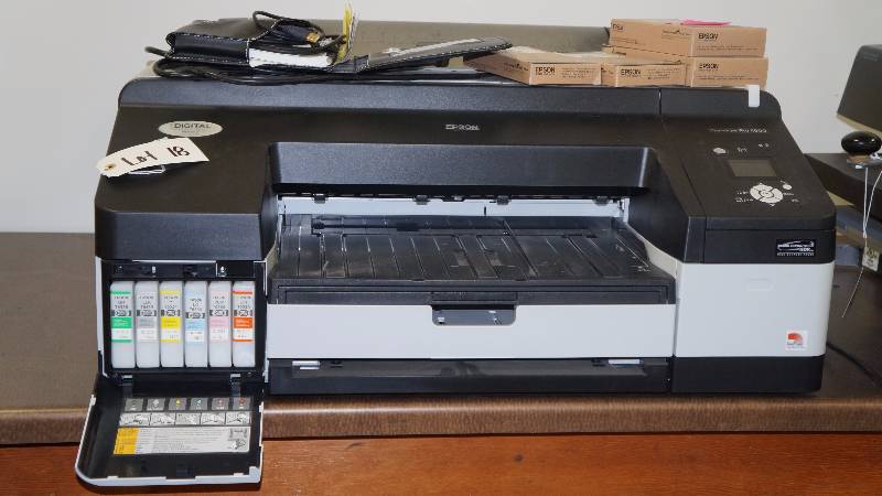lot 18 image: Epson UltraChrome HDR Ink Film Screen Printing Printer w Additional Ink