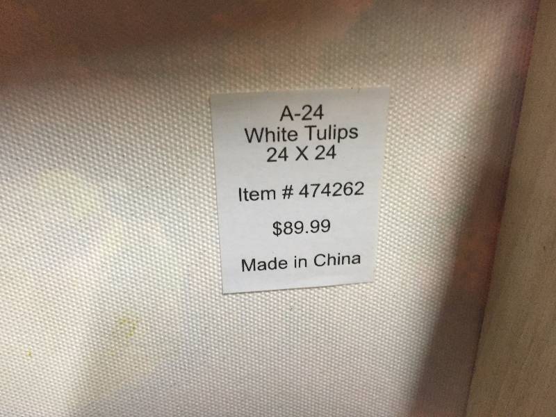 lot 50 image: HOME DECOR PAINTING WHITE TULIPS