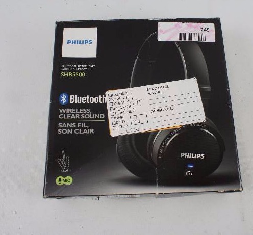 lot 245 image: Philips SHB5500BK27 Wireless Bluetooth Headphones, Black