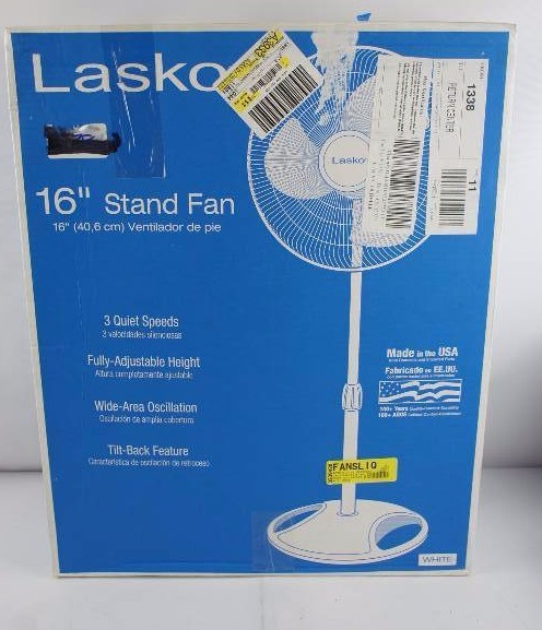 lot 322 image: Lasko 1646 16 Stand Fan - White