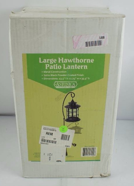 lot 188 image: Hawthorne Patio Lantern Black Display