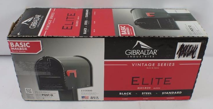 lot 358 image: Gibraltor Elite Standard Galvanized Steel Post-Mount Mailbox in Black