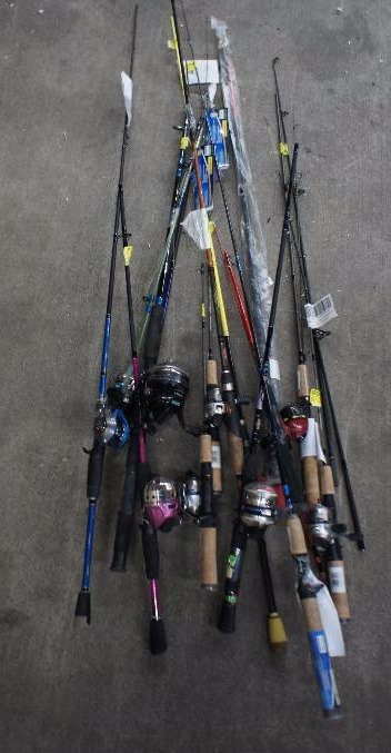 lot 345 image: Big Lot of Assorted Fishing Poles - All Kinds and Sizes