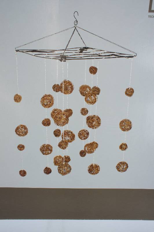 lot 389 image: LED Technology Gazebo Chandelier. Grapevine Design Shade With Warm LED lights.