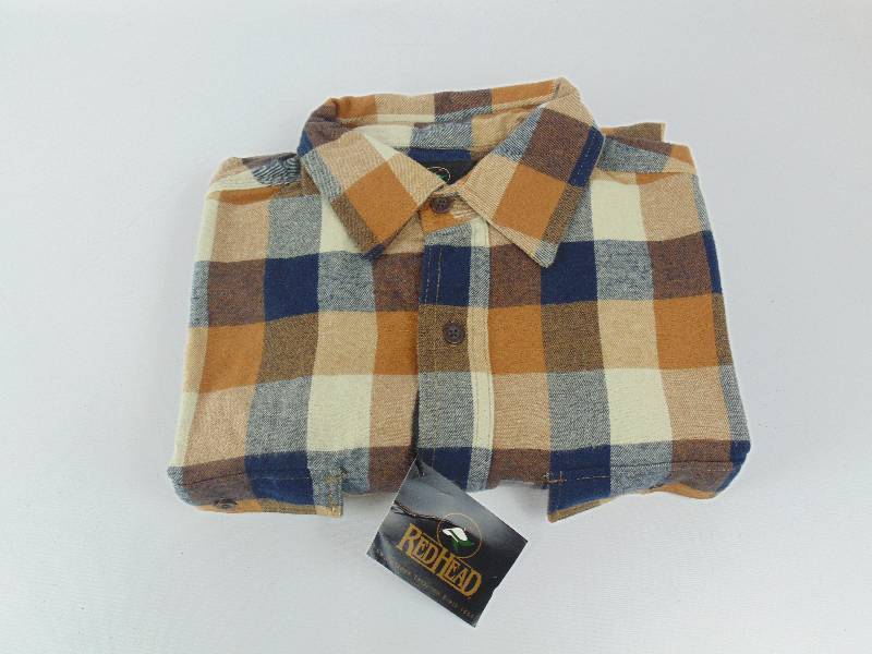 lot 430 image: RedHead Ultimate Orange Blue White Flannel Long Sleeve Shirt Size XL