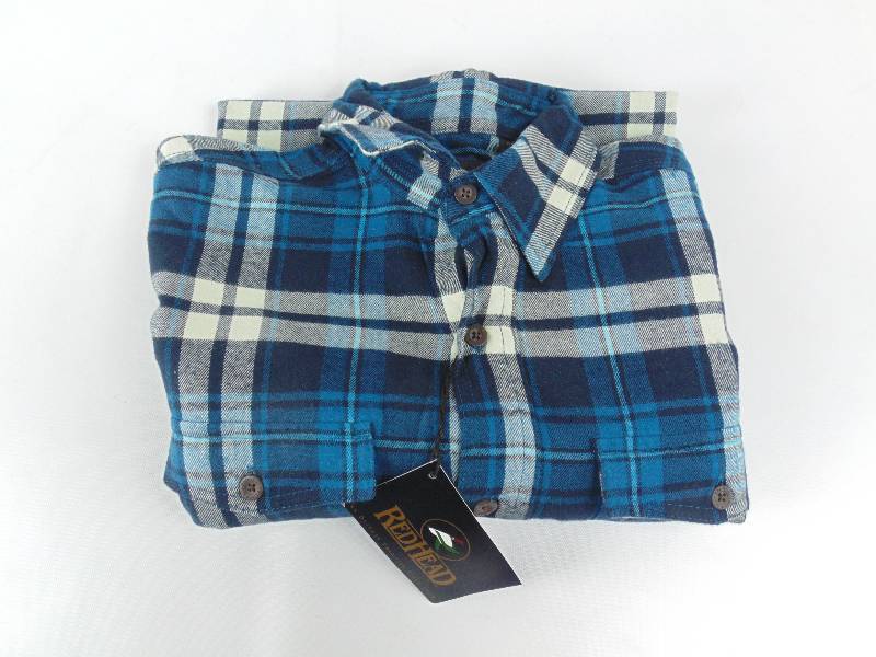 lot 438 image: RedHead Ultimate Navy Mallard Blue Green Flannel Long Sleeve Shirt Size Large