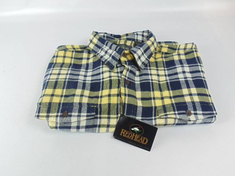 lot 432 image: RedHead Ultimate Navy Sugarcane Blue Yellow Flannel Long Sleeve Shirt Size XL