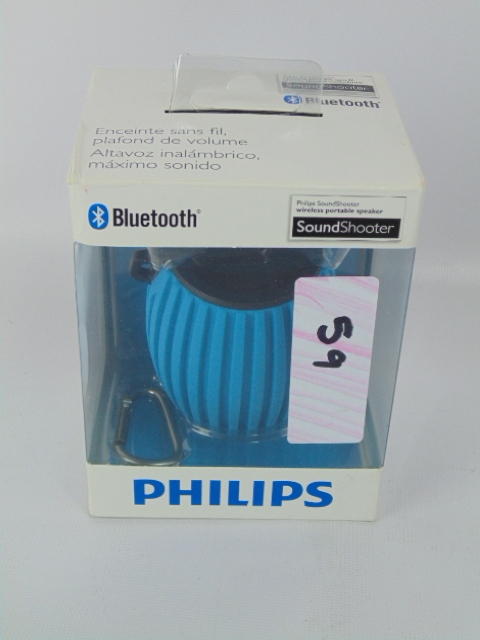 lot 59 image: Philips SoundShooter Wireless Bluetooth Portable Speaker SBT30BLU27