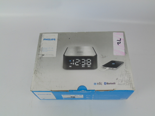 lot 72 image: Philips SB17037 Bluetooth Speaker with Clock Radio - Black