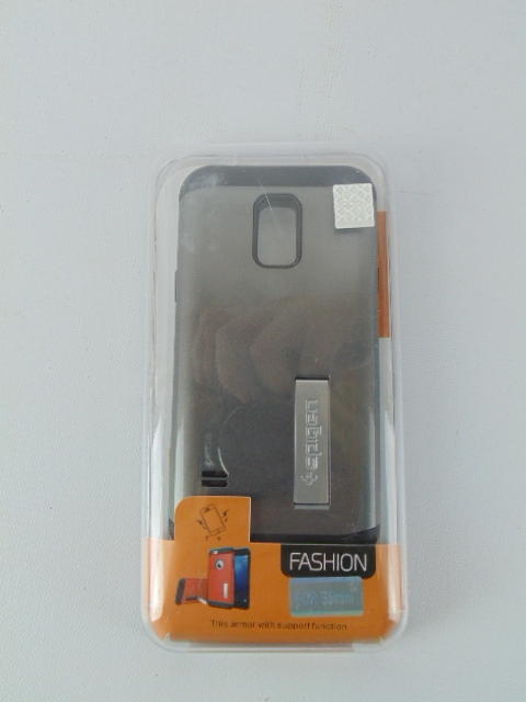 lot 76 image: Spigen Slim Armor Gunmetal Dual Layer Kick-Stand Case for iPhone 6 Plus