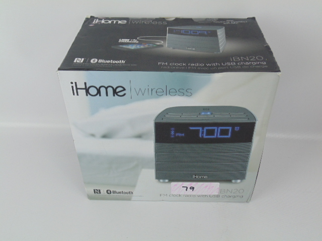 lot 79 image: iHome iBN20GC Bluetooth wireless FM Clock Radio with USB Charging