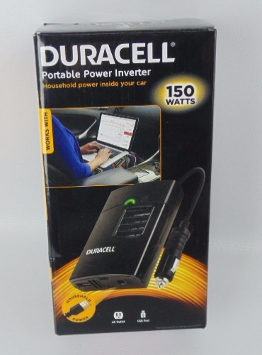 lot 260 image: Duracell DRINVP150 Black 150 Watt Portable Power Inverter