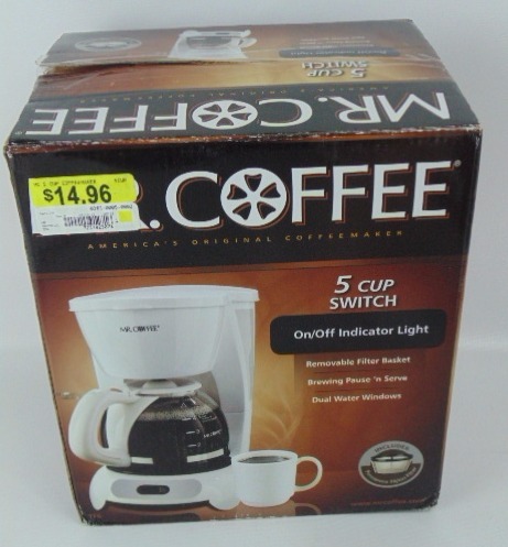 lot 289 image: Mr. Coffee TF6 5-Cup Switch Coffeemaker, White