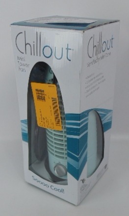 lot 292 image: Chillout Mini Tower Electric Fan - Eggshell Blue