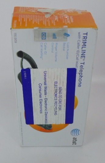 lot 294 image: AT&T TR1909B Trimline Corded Phone with Caller ID - Black