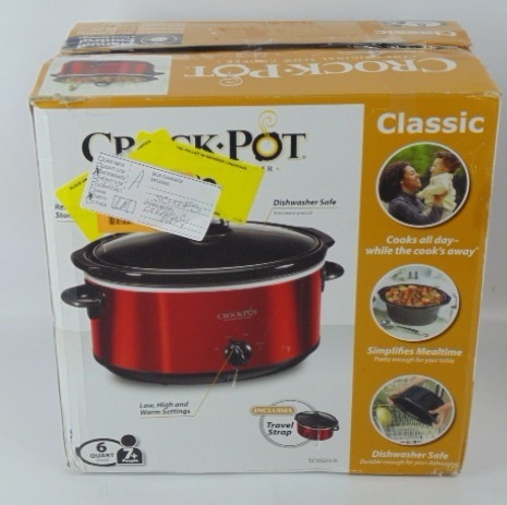 lot 634 image: NEW Crock-Pot Manual Slow Cooker with Travel Strap - Red