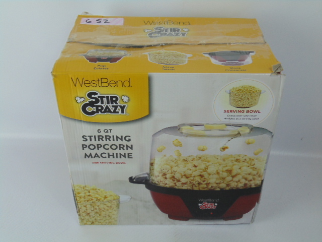 lot 652 image: West Bend Stir Crazy Popcorn Popper 6-Quart
