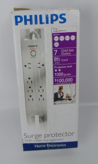 lot 658 image: Philips SPP3070F17 Home Electronics 7 Outlet Surge Protector with Built - In Cord Management