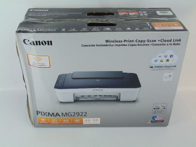 lot 789 image: Canon PIXMA MG2922 Wireless All-In-One Inkjet Printer, 4800 x 600 dpi, 60 Sheet Output Tray, Wireless LANUSB- Print, Copy, Scan