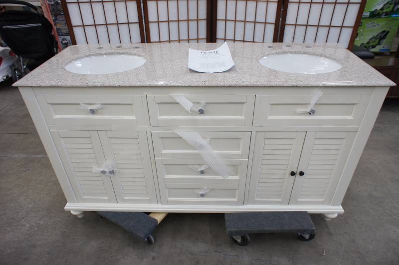 lot 34 image: Home Decorators Collection Marble Top Double Vanity
