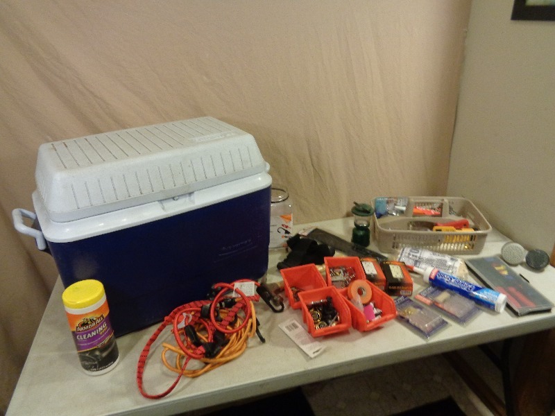 Rubbermaid Cooler with Shop Supplies and More