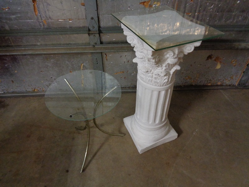 Column with Removable Glass and Metal and Glass Table