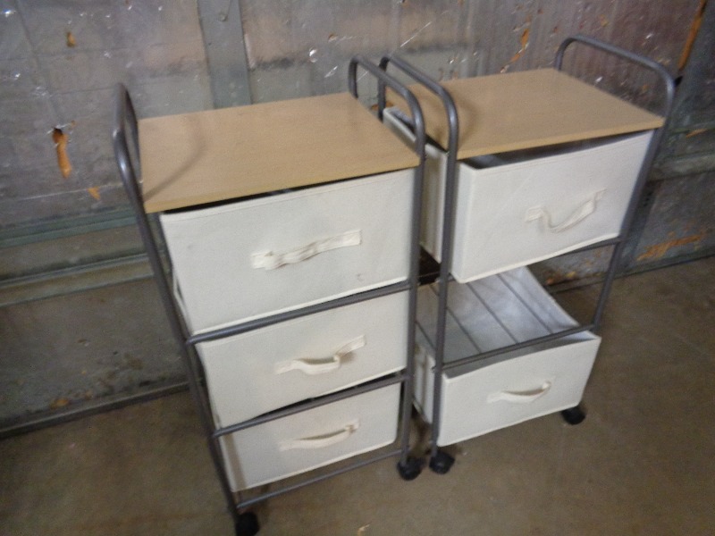 2 Rolling Carts with Bins