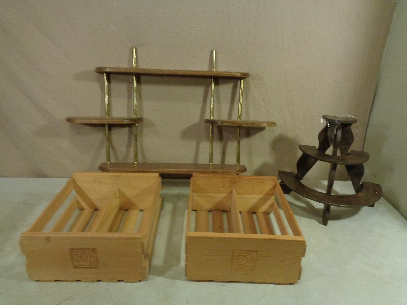 2 Wine Boxes and 2 Wood Shelves