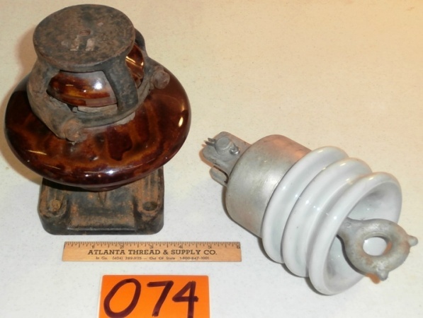 lot 74 image: Pair of Large Electrical Insulators