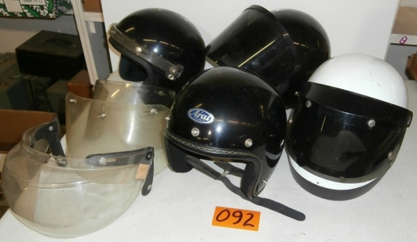 lot 92 image: 4 Vintage Motorcycle or Snowmobile Helmets