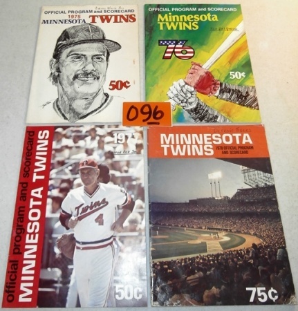 lot 96 image: 4 Twins Baseball Programs 1975-1978