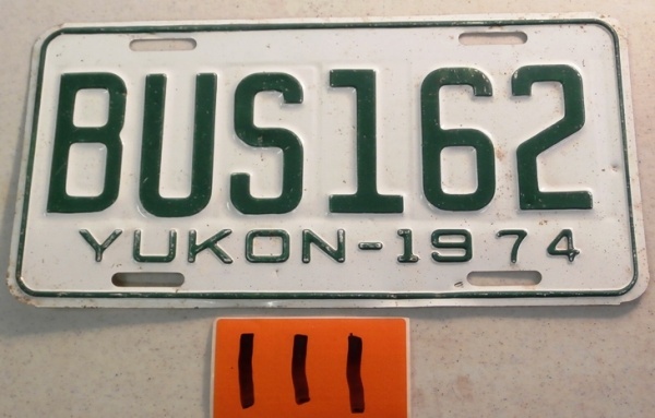 lot 111 image: Yukon, Canada 1874 License Plate