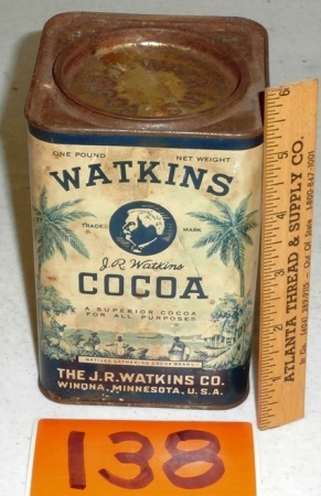 lot 138 image: Vintage WATKINS Cocoa Tin