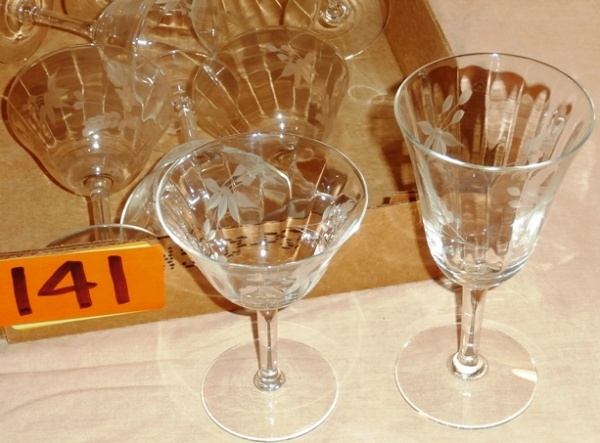 lot 141 image: Cut Crystal Wine and Champagne Glasses