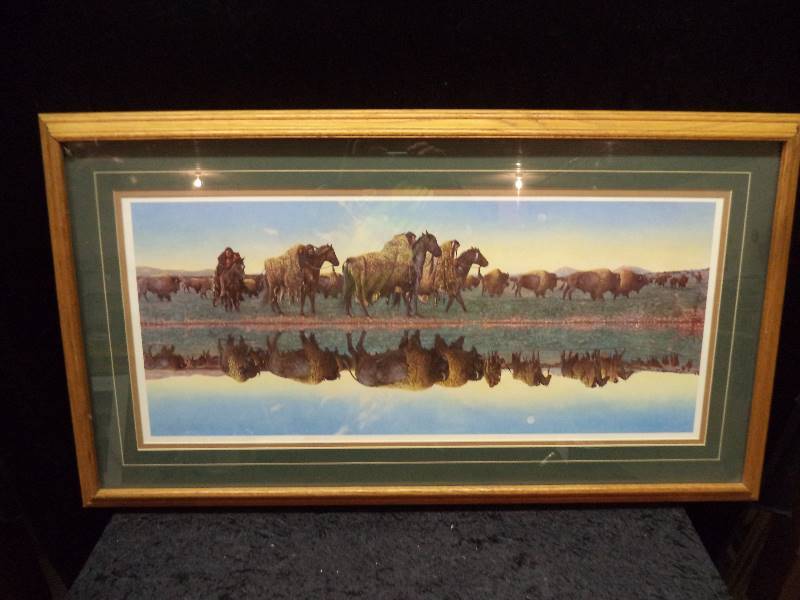 lot 9 image: Richard Luce Among the Buffalo Reversible HorseBuffalo Picture