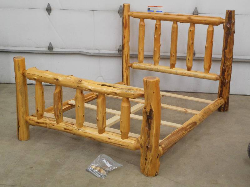 lot 1 image: Whalen Woods Handmade Queen-Sized Bed Frame Set