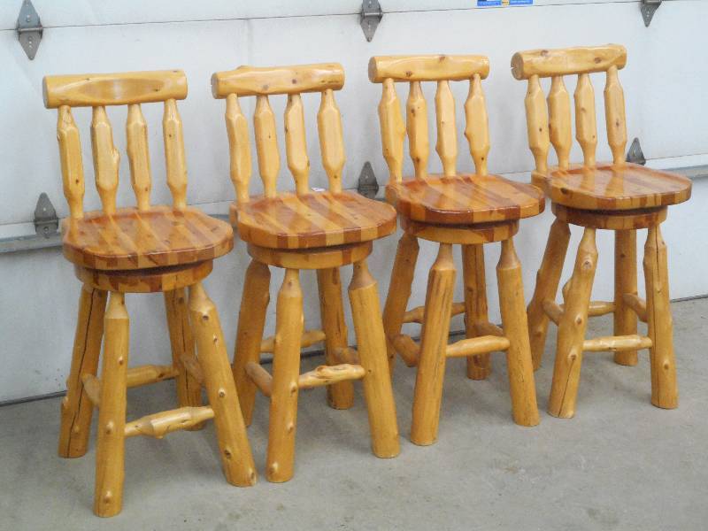 lot 7 image: (4) Whalen Woods Handmade Swivel-To...