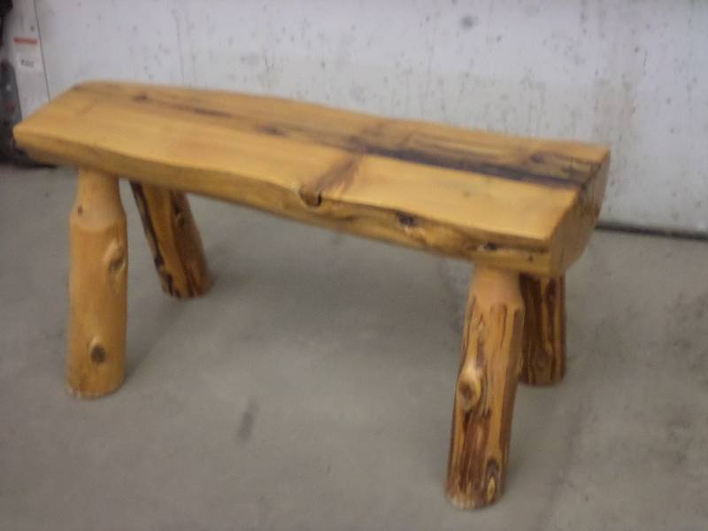 lot 10 image: Whalen Woods Handmade Log Bench, Me...