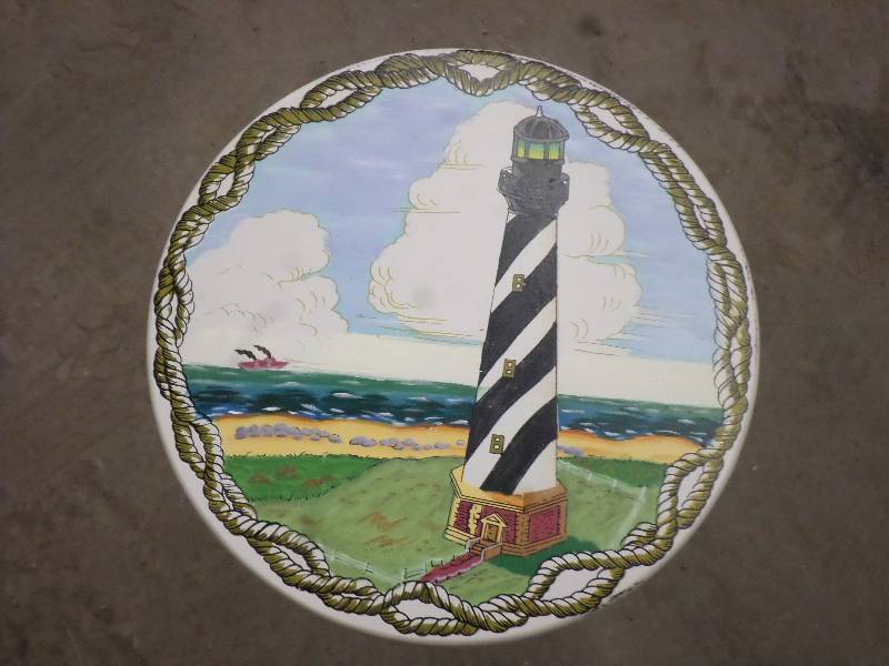 lot 13 image: Painted Wooden Lighthouse Plant Sta...