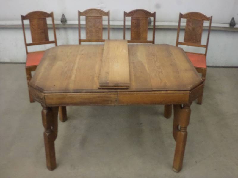 lot 15 image: Vintage Wood Dining Table With (4) ...