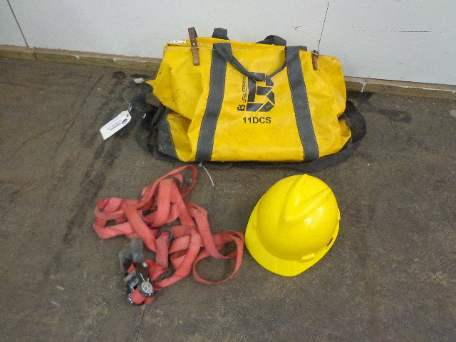 lot 134 image: Yellow Bag, Hardhat & Ratchet Strap