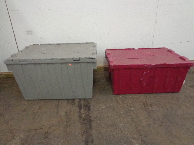 lot 157 image: 1 - Red & 1 - Gray Storage Bin
