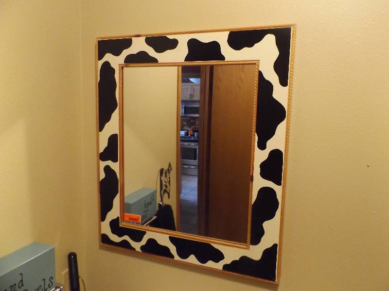 Wood Cow Mirror