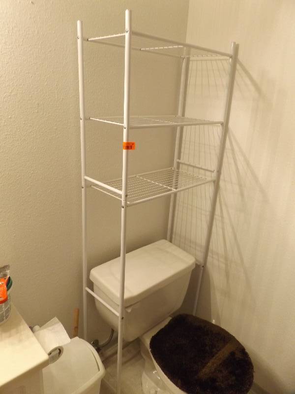 toilet shelf and wicker basket