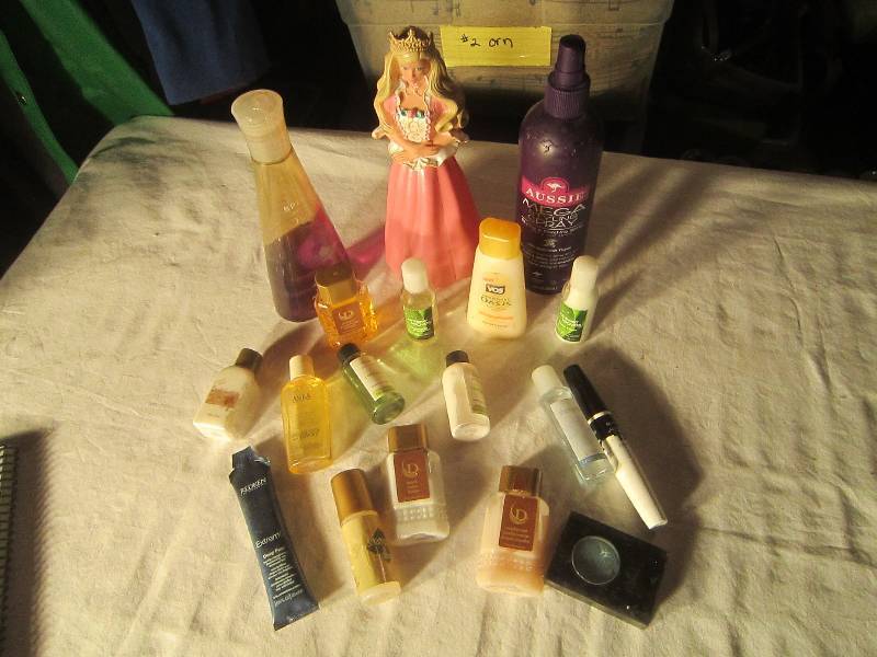 lot 589 image: LOT - 18 Lotions, Shampoo, Makeup,Hair Spray, Conditioners, Barbrie Bubbles, ETC