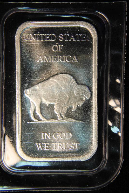 1 TROY OZ. .999 FINE SILVER BAR INDIAN BUFFALO DESIGN SEALED