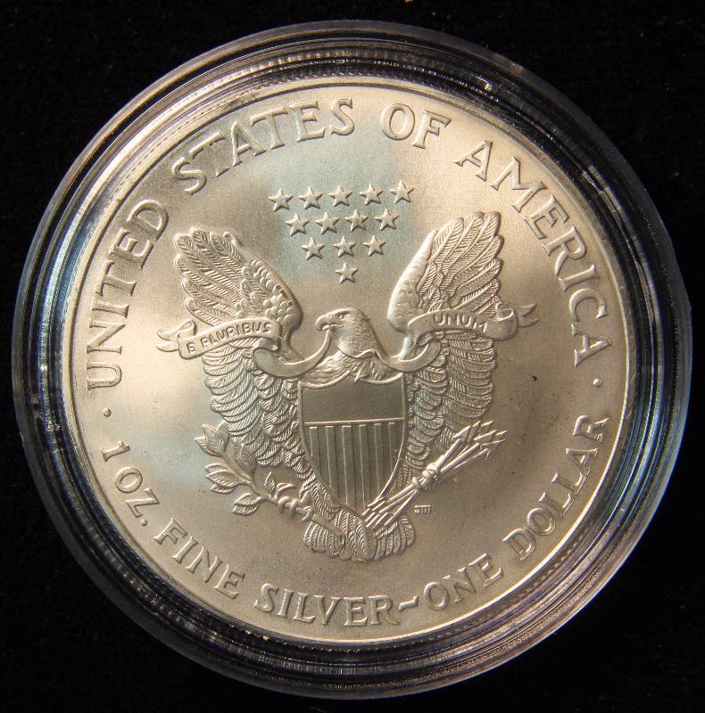 2001 AMERICAN SILVER EAGLE 1 TROY OZ. .999 FINE SILVER DOLLAR IN AIRTITE HOLDER