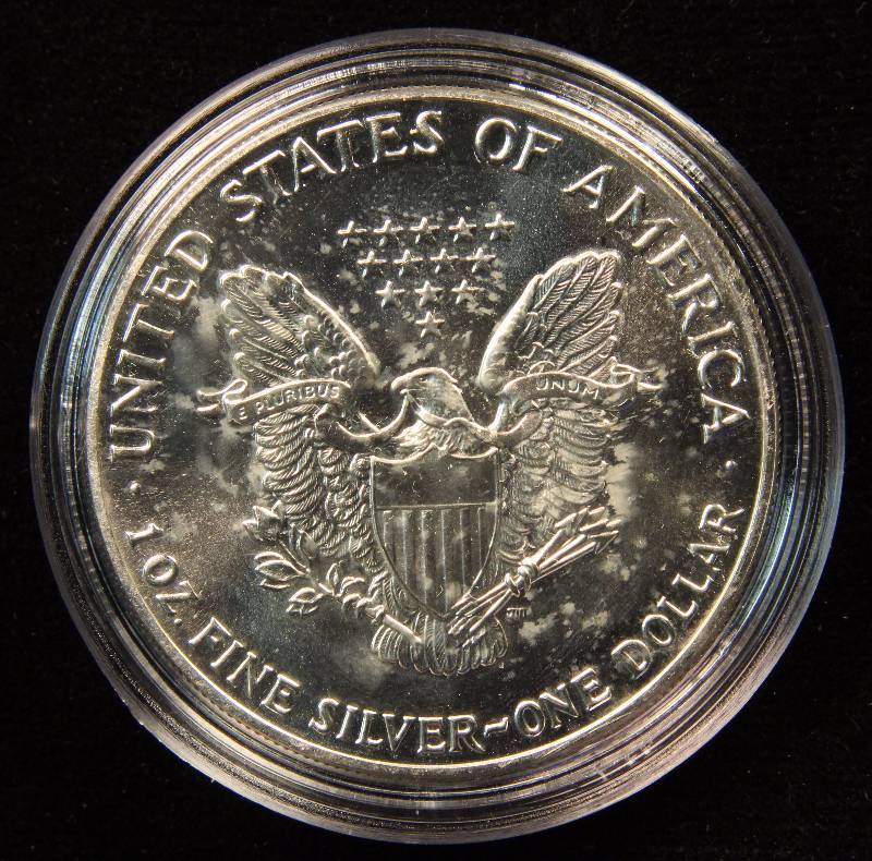 1987 AMERICAN SILVER EAGLE 1 TROY OZ. .999 FINE SILVER DOLLAR IN AIRTITE CAPSULE